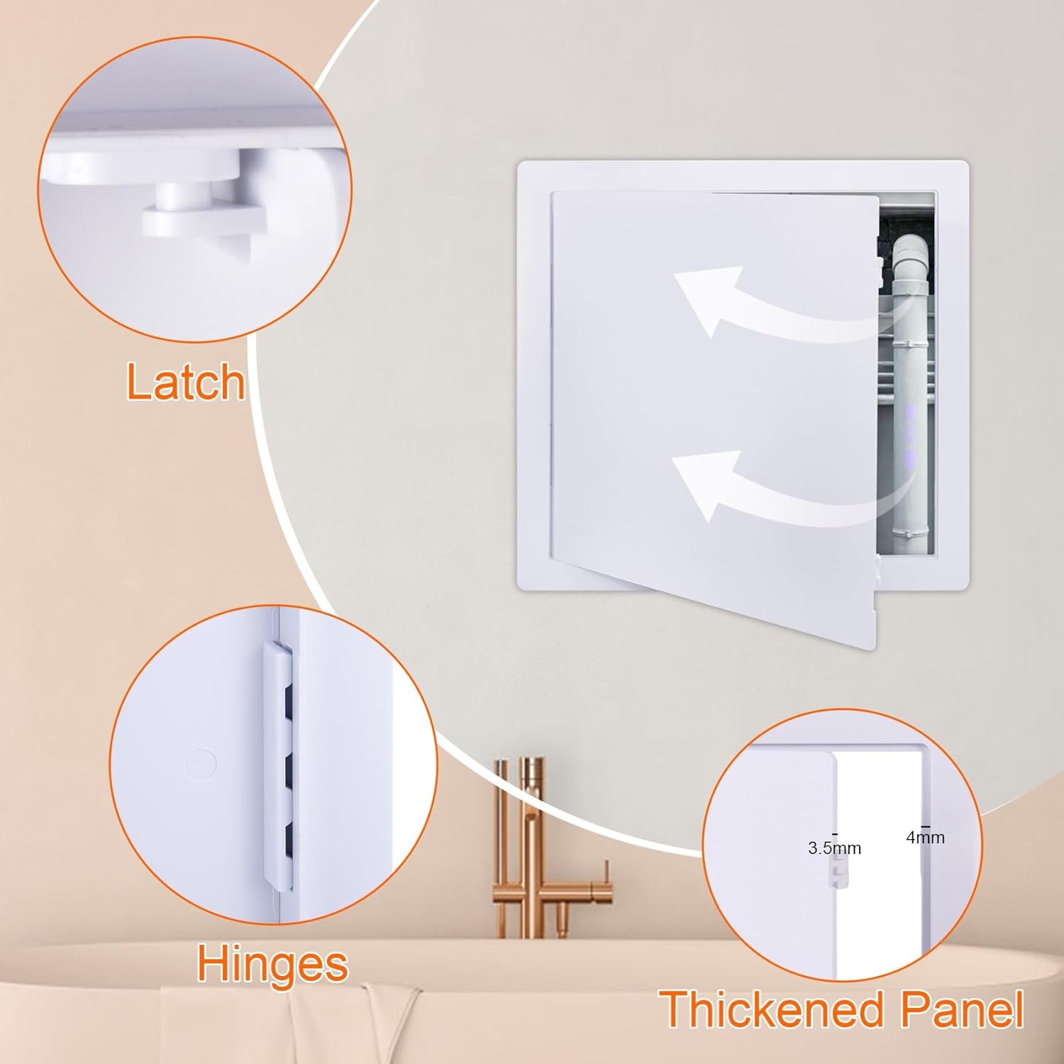 Suteck 16x16" Plastic Access Panel for Drywall/Ceiling, Removable Hinged Door