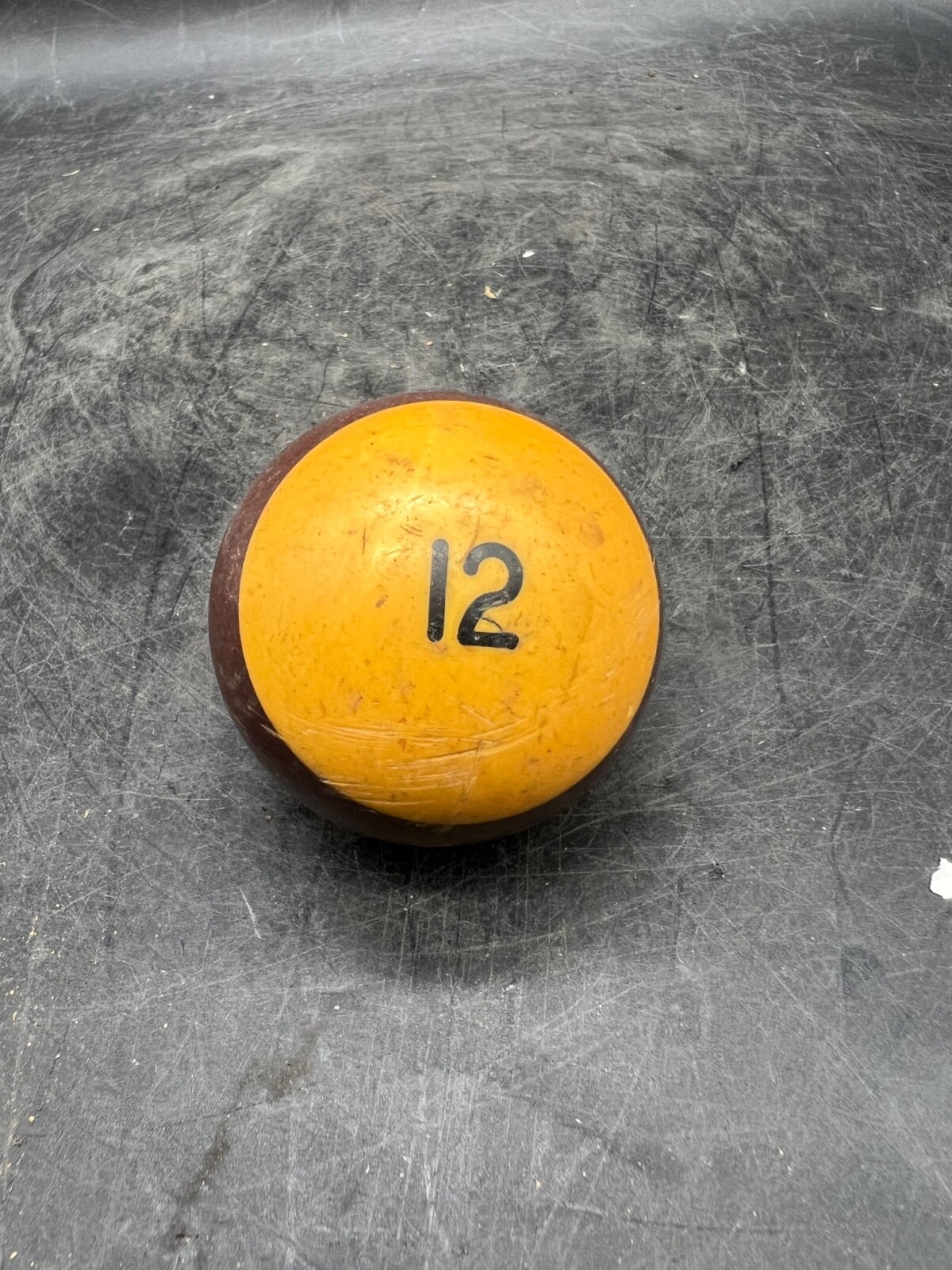 Vintage Number 12 Billards Pool Hall Ball 1960s Brown Stripe Bar Game