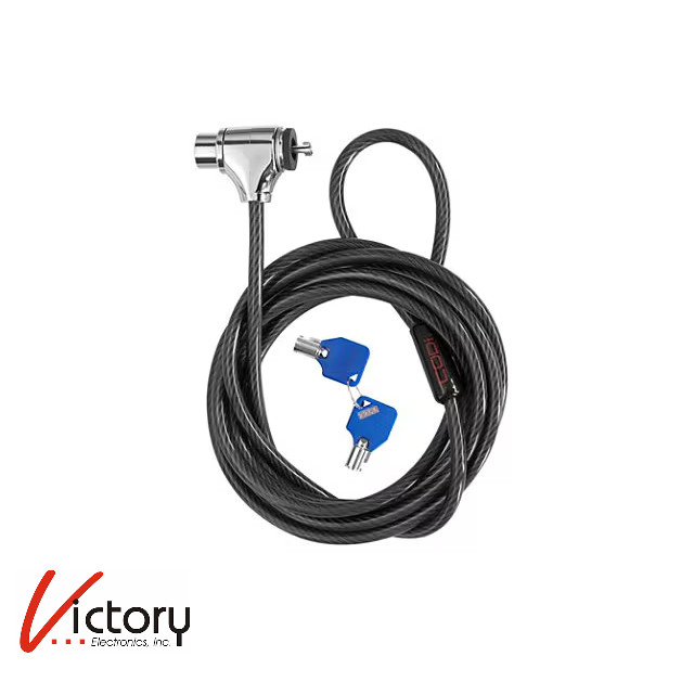 NEW CODi 0W7077 Key Cable Lock | w/ 2 Keys & Velco Cable Tie | Dark Gray