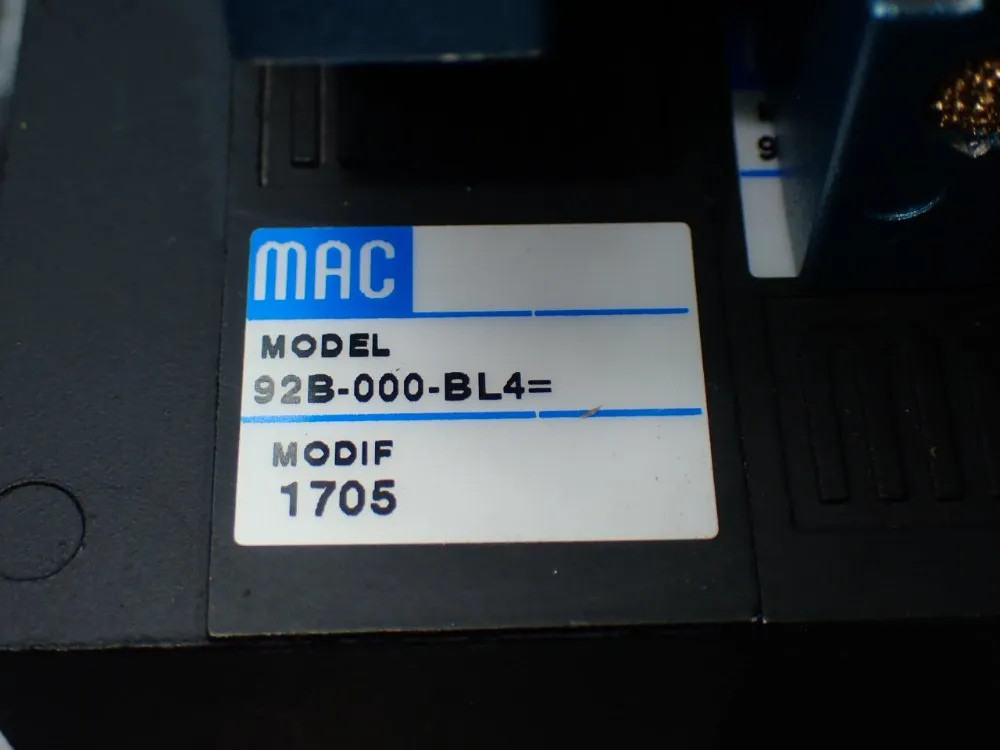 MAC VALVES PNEUMATIC VALVE ASSEMBLY 92B-000-BL4