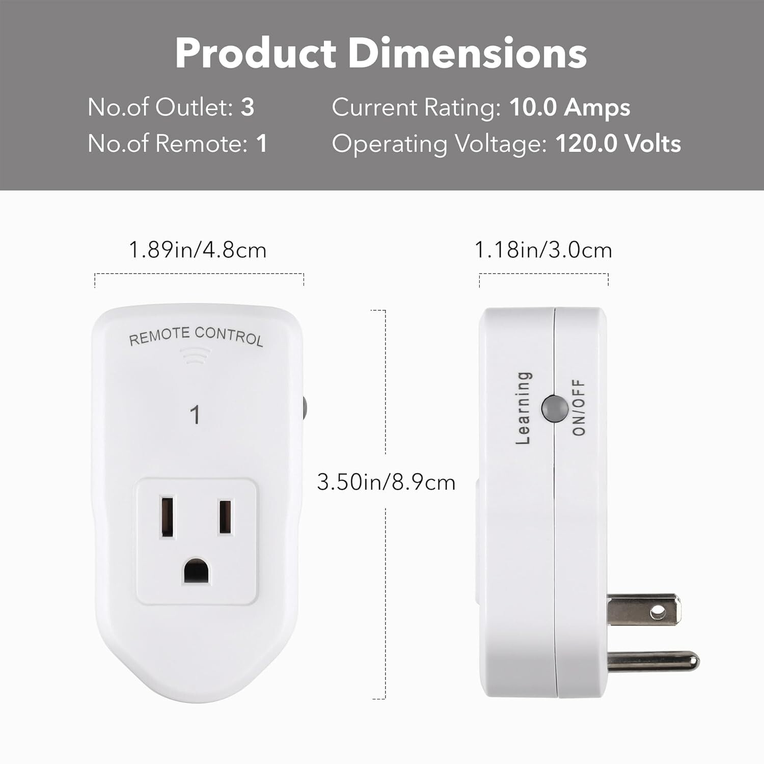 BN-LINK Wireless Remote Control Socket Electrical Outlet Switch Automation White
