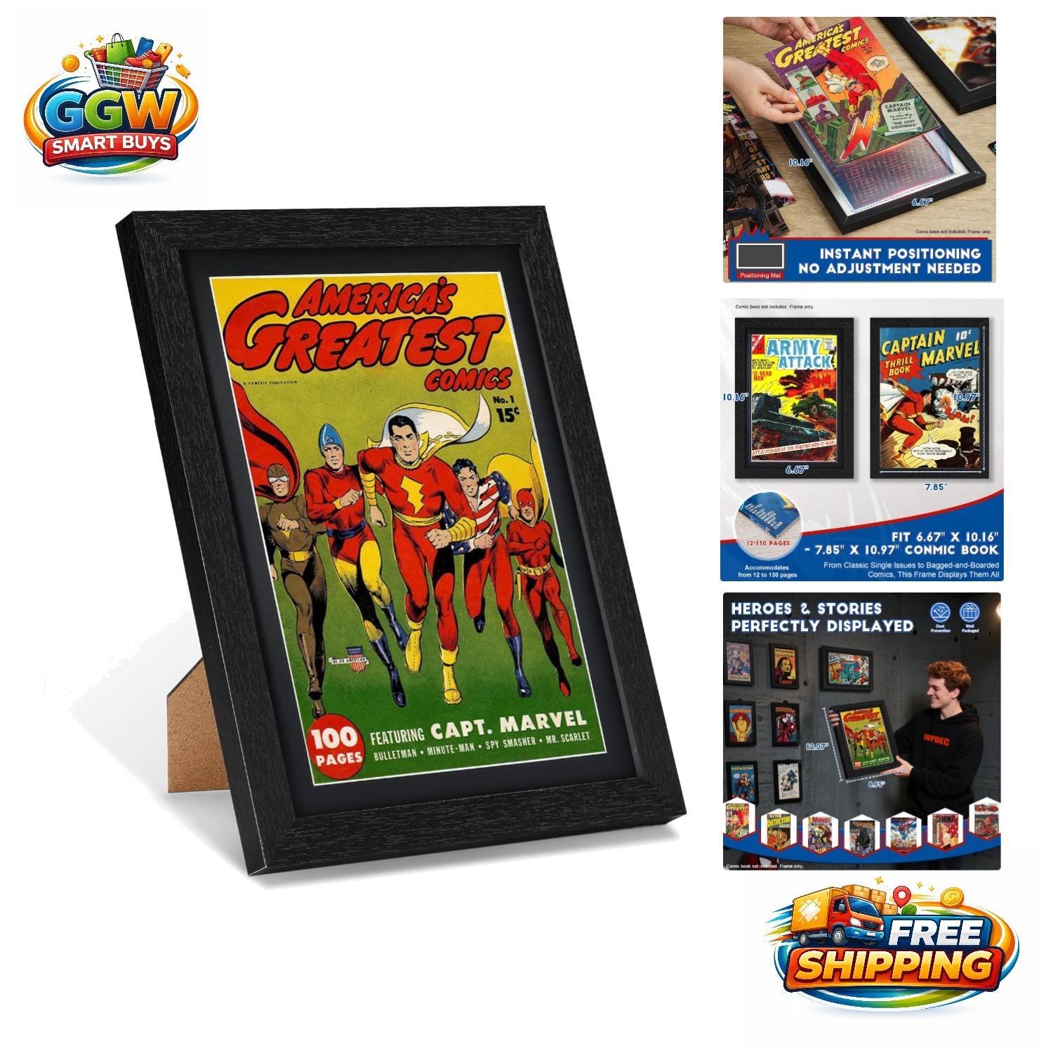 Stunning Wood Frame for Comic Books 6.67" x 10.16" - Perfect for Home Decor