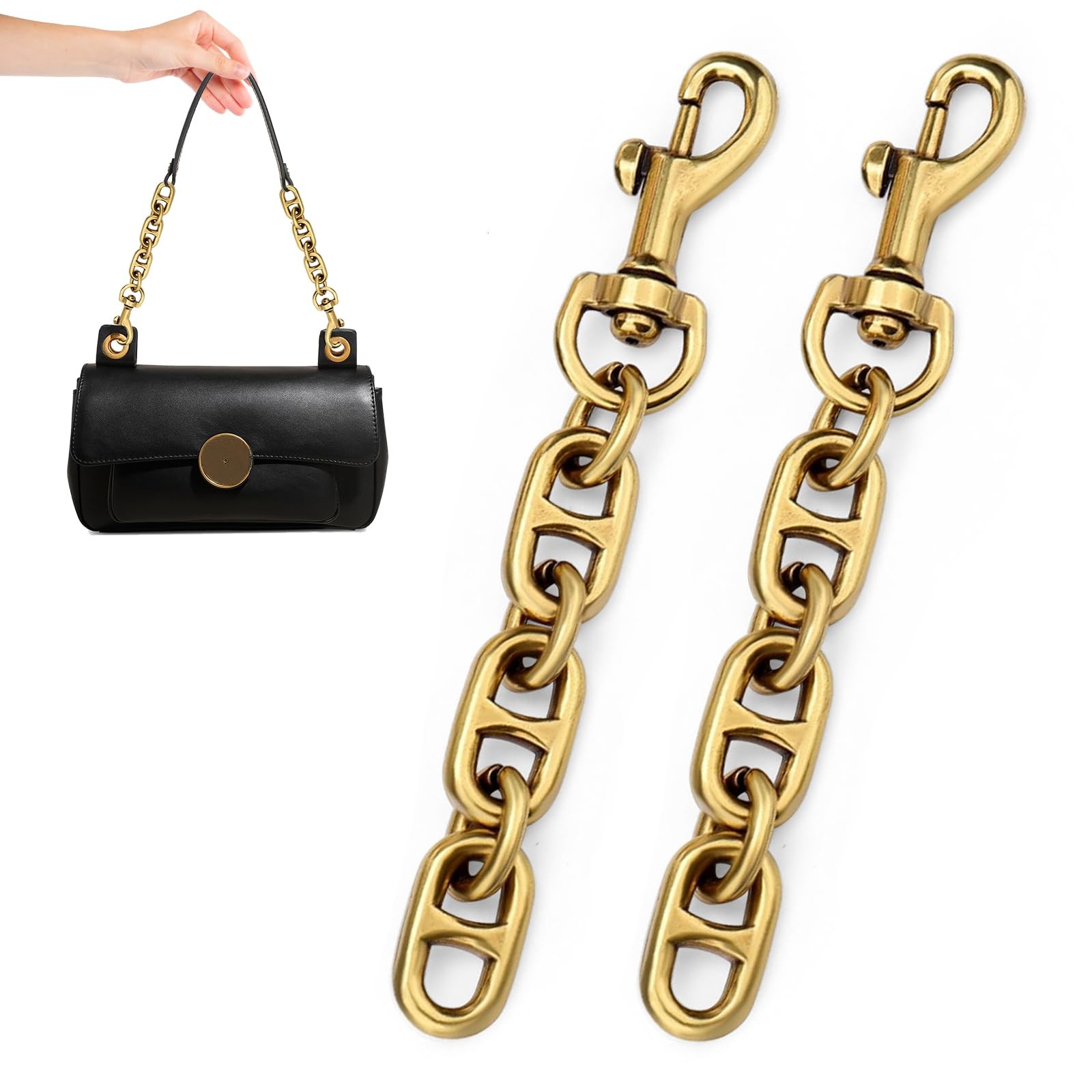 2PCS Gold Purse Extender Chains for Women – Short & Durable Metal Bag Extensi...