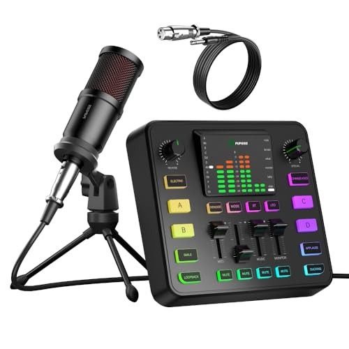 Audio Mixer with Dynamic Microphone for Matte Black Podcasts Bundle