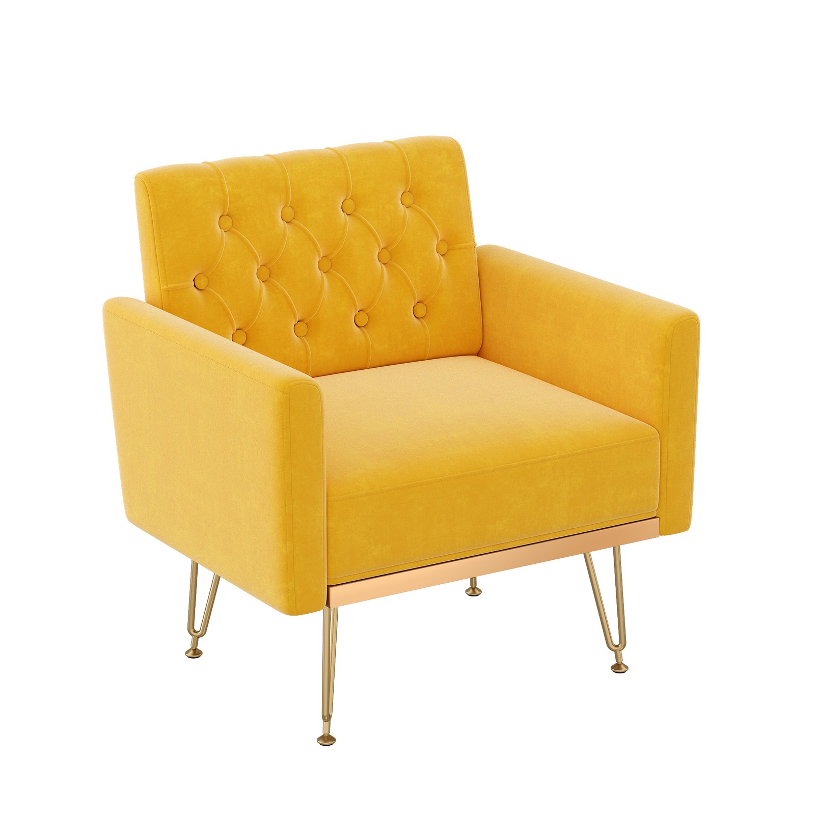Velvet Armchair Single Sofa Modern Tufted Upholstered Side Reading Chairs with