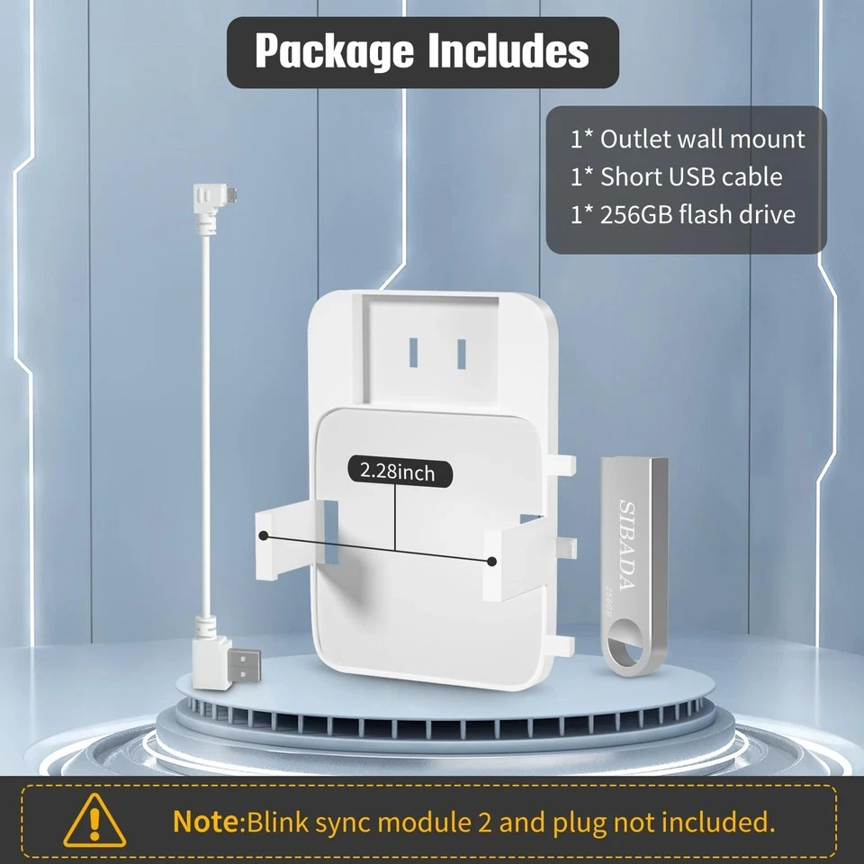 256GB USB Flash Drive, Outlet Wall Mount Holder for Blink Sync Module 2 with Sho