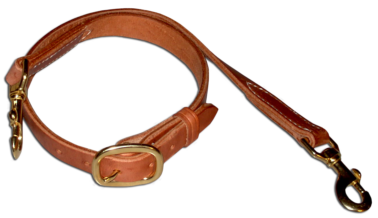 Western harness leather 1" tiedown w/ 2 snaps Made in USA - cowboy tack H823