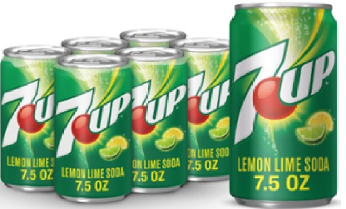 7-Up Soda, Lemon, 6 Pack Mini Can, 7.5 fl oz, 6 pack