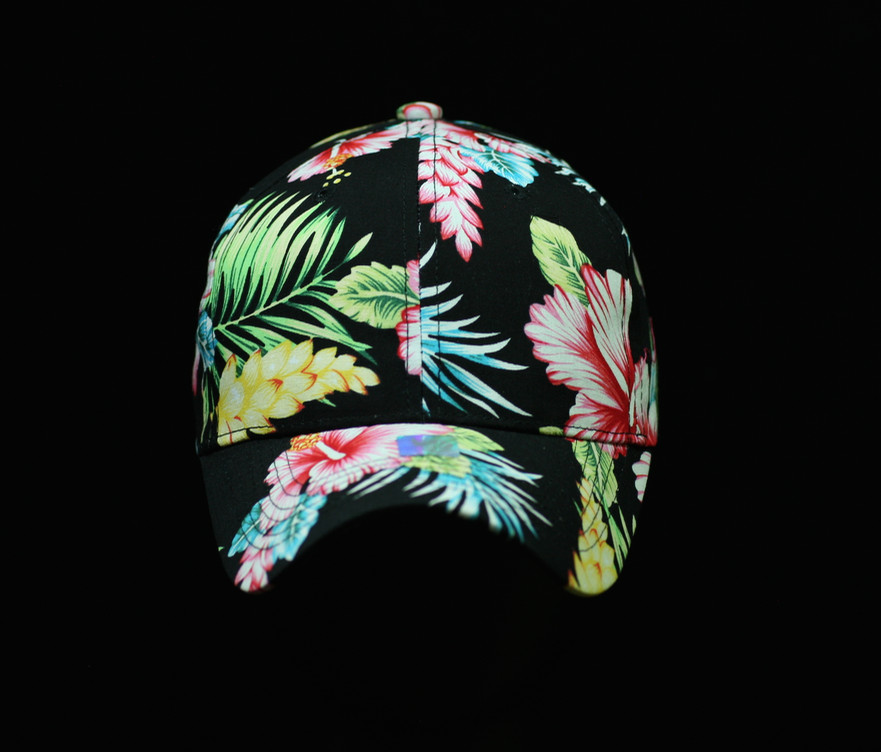 Hibiscus Pattern Hawaiian Fashion Baseball Cap Casual Adjustable Structured Hat
