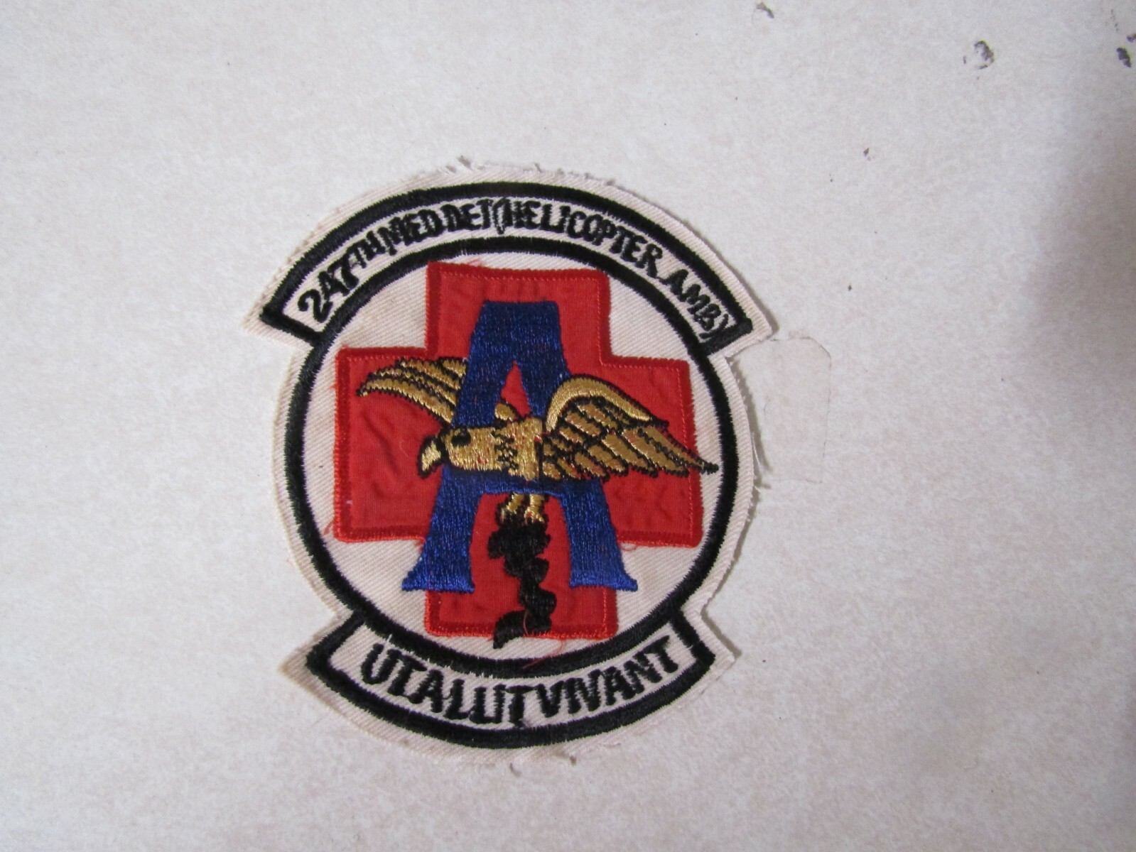 MILITARY PATCH OLD VIETNAM ERA 247TH MEDICAL DET HELICOPTER AMBULANCE UTALLITVNA