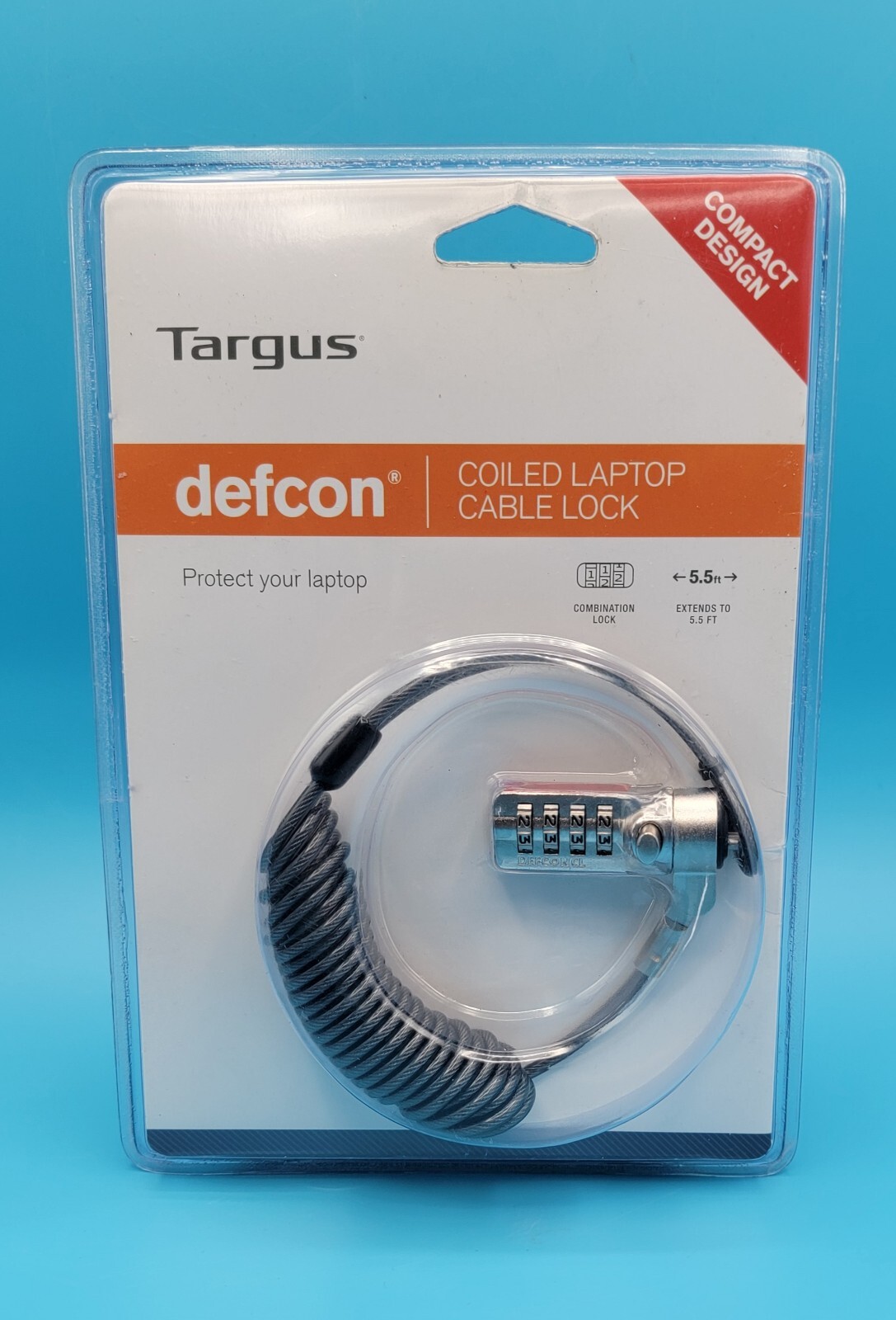 NIB Targus Defcon compact Design Coiled Laptop Cable Lock