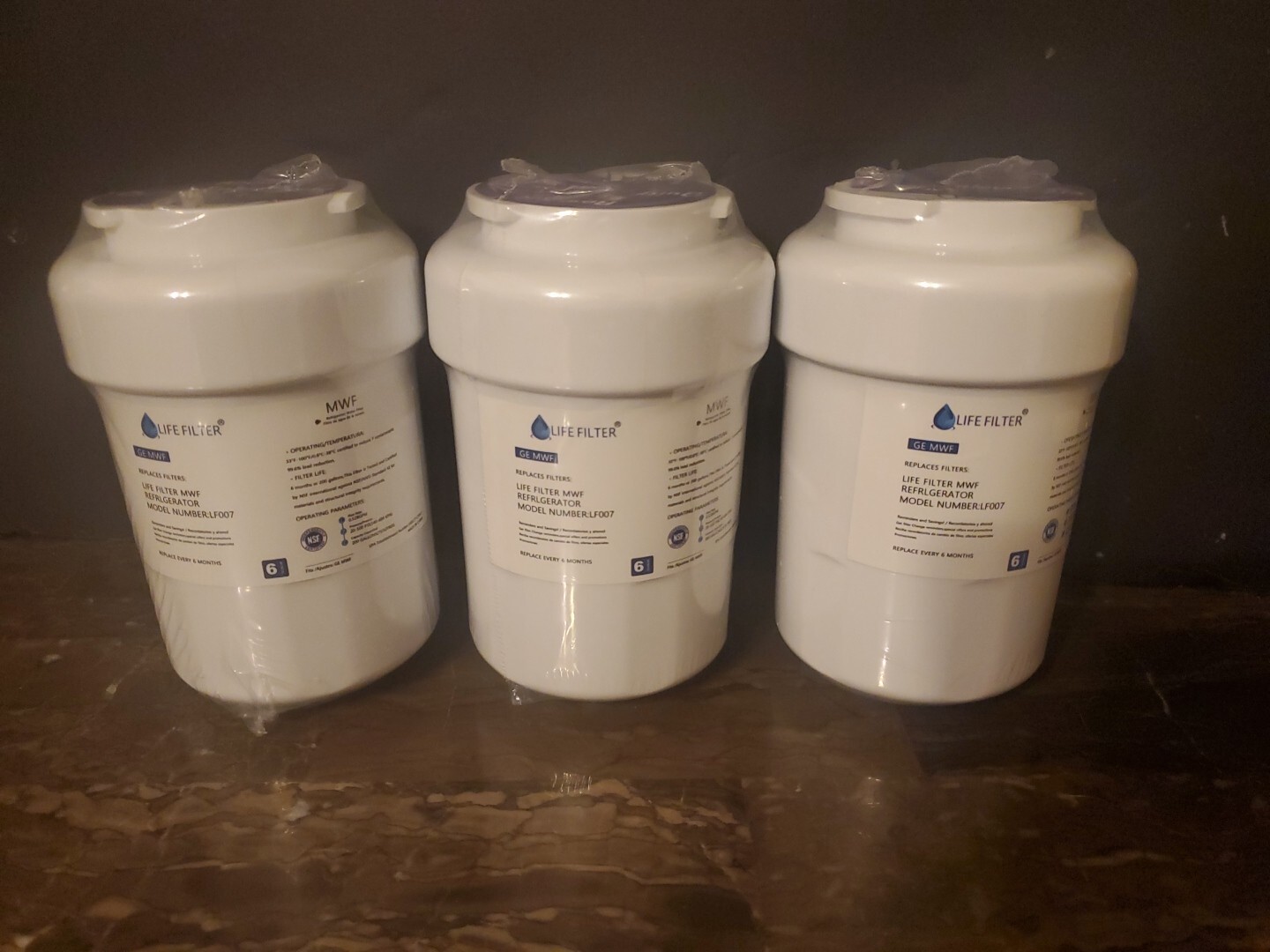 Lifefilter MWF Refrigerator Water Filter 3 Pack Replacement For PC750093 9991