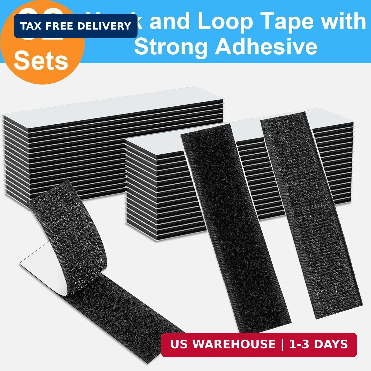32 Sets 1x4 Inch Hook and Loop Strips with Adhesive, Strong Sticky Back, Heavy D