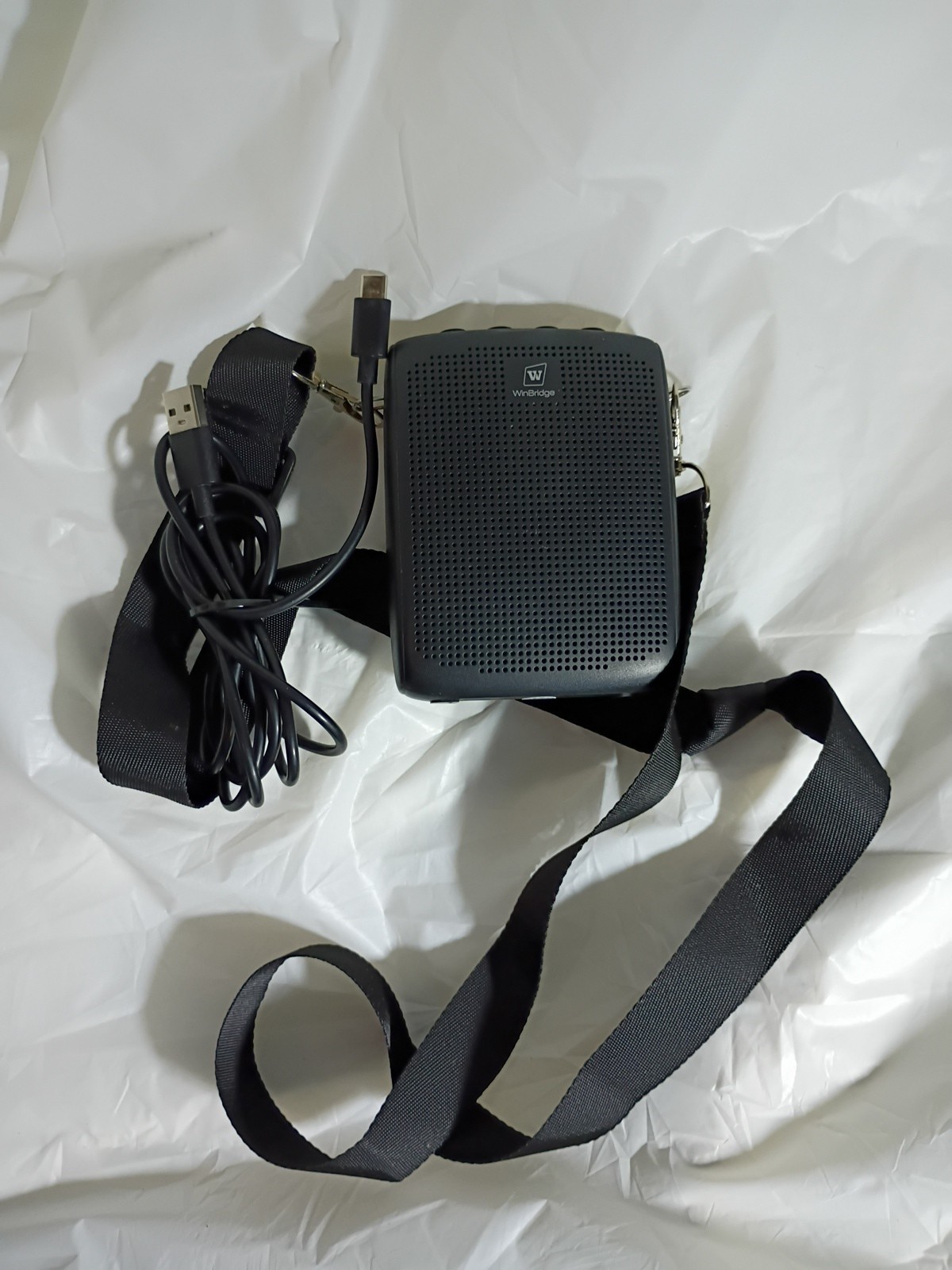 WinBridge Voice Amplifier Portable Speaker w/ Strap USB-C Cable Only Black