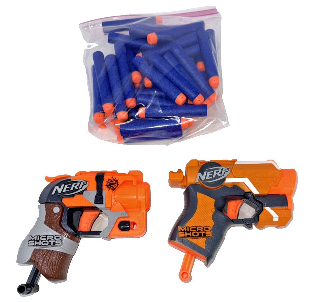 Lot of 2 Nerf Micro Shots Series 1 Zombie Strike Hammershot Blasters w/ Darts
