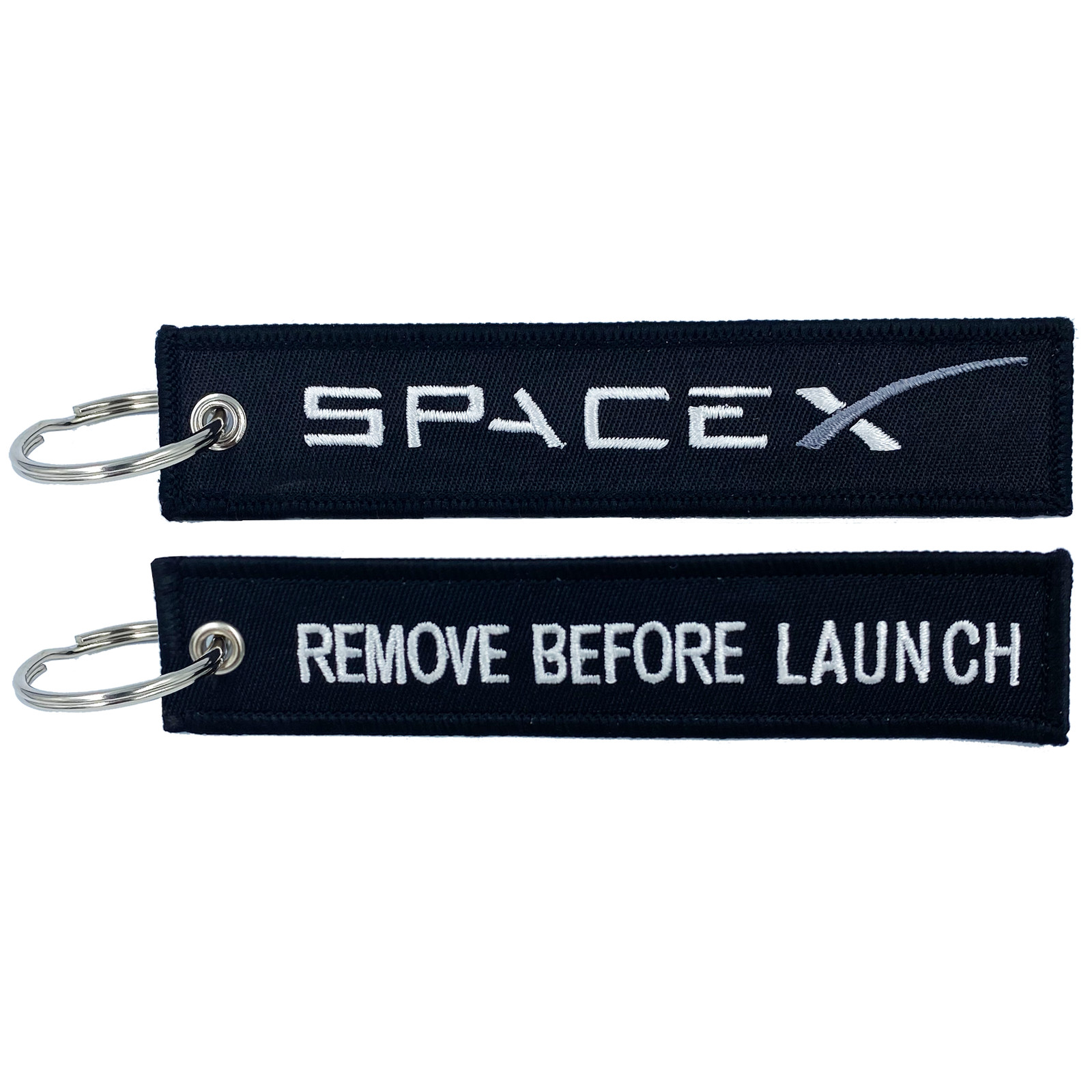 BLACK SpaceX REMOVE BEFORE LAUNCH Luggage Tag zipper pull keychain Space X CL4-0