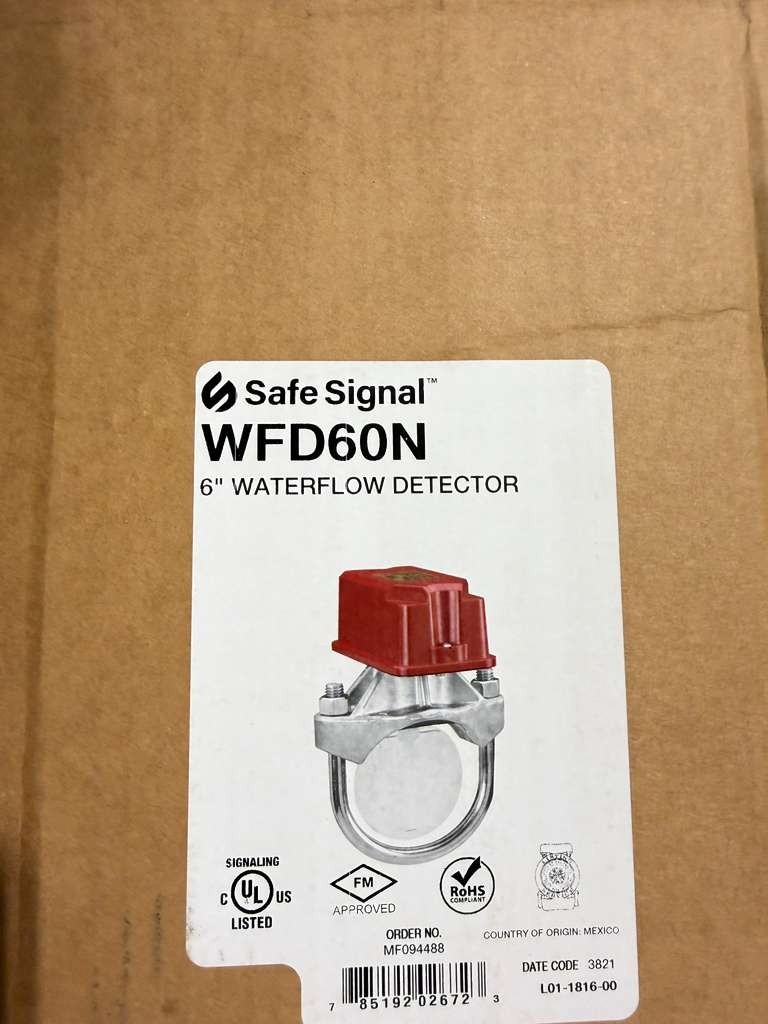 System Sensor WFD-60N 6" Waterflow Detector Vane Switch Sch 10/40 Fire Sprinkler
