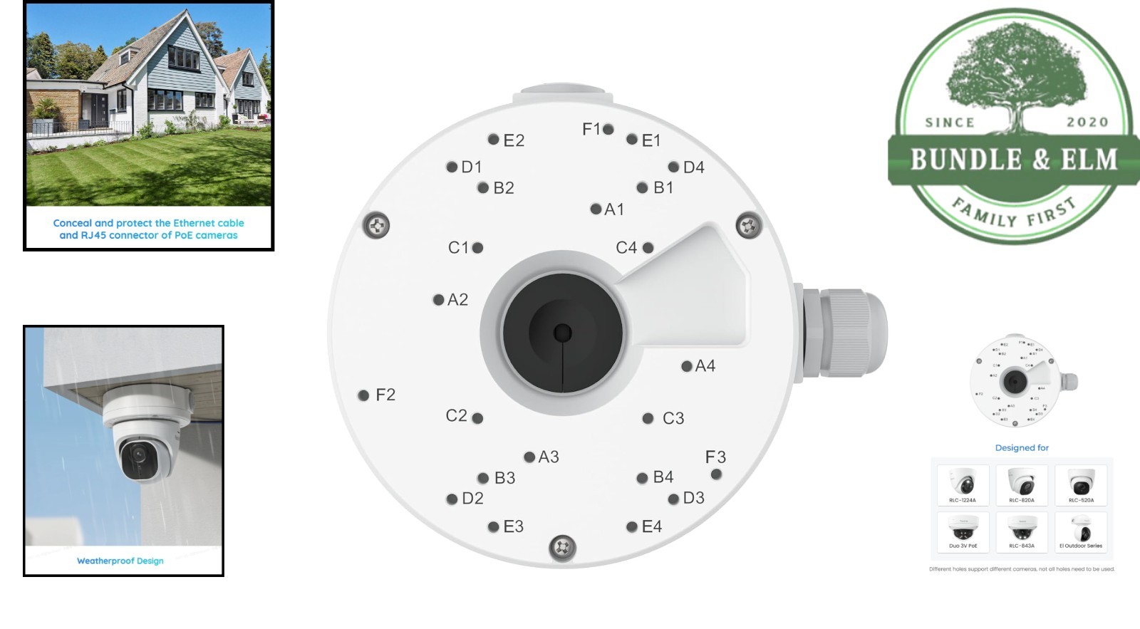 Universal Junction Box for Dome Cameras, Easy Setup with Pre-Drilled Holes