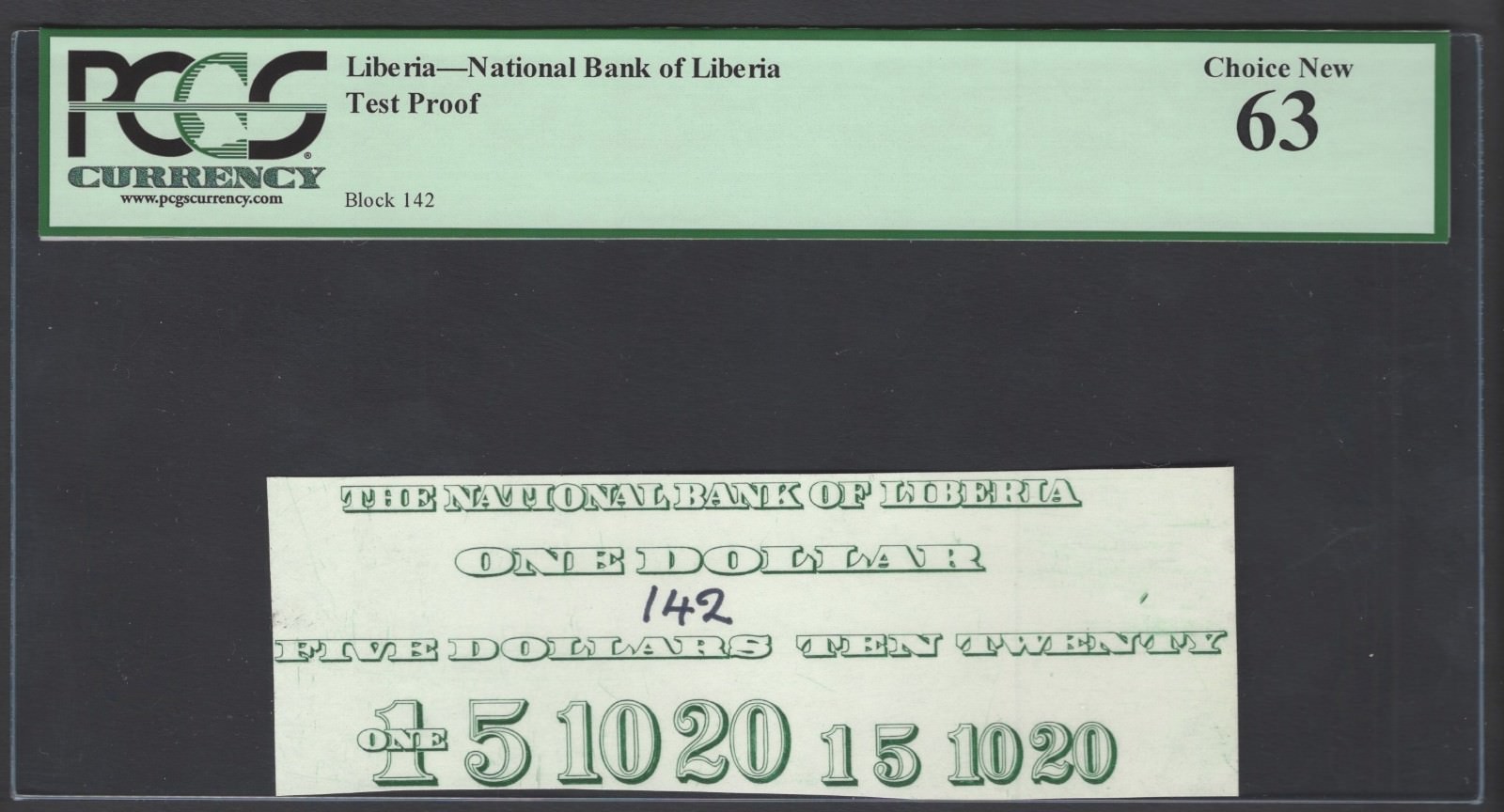 Liberia - National Bank of Liberia Test Proof Vignette Unciruclated