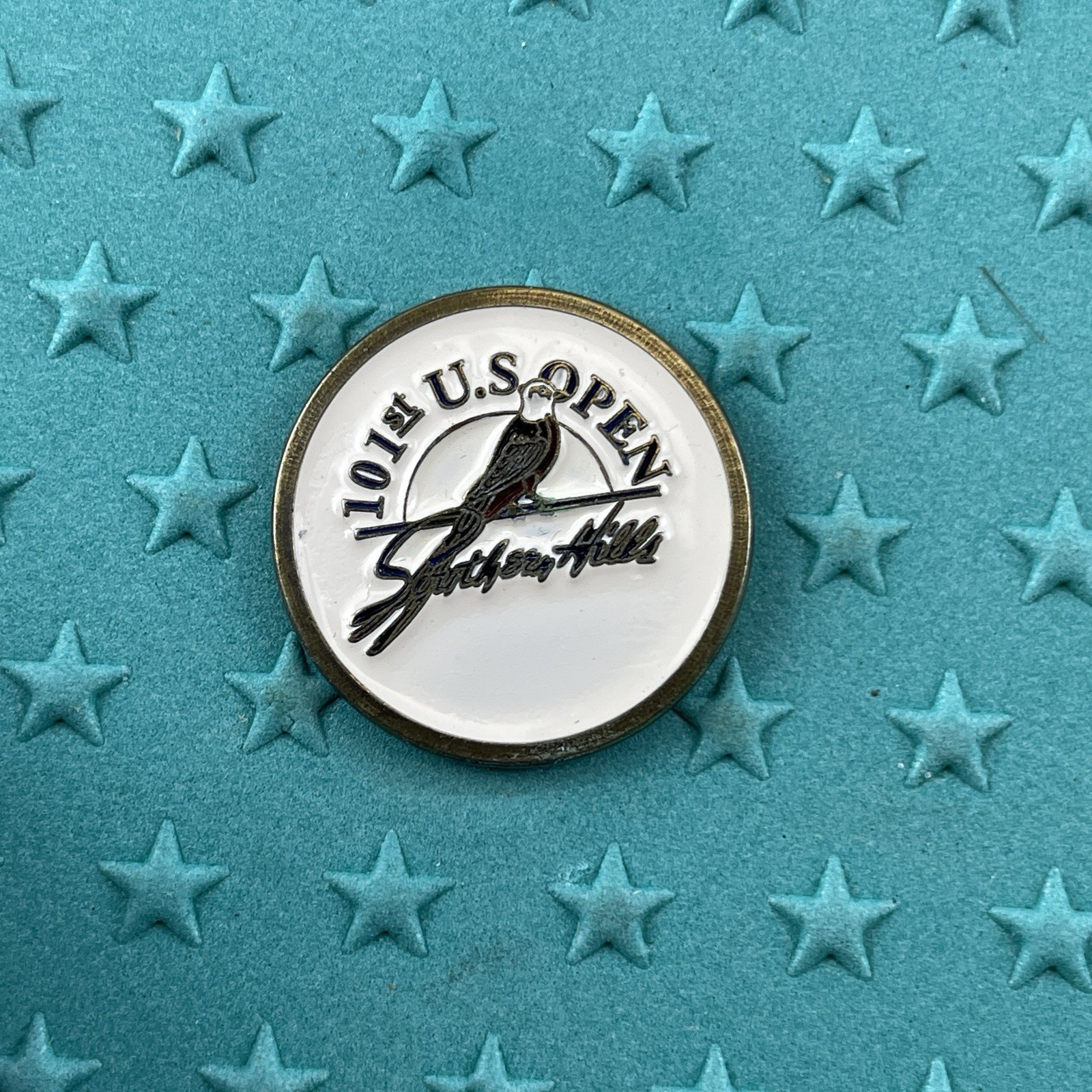Southern Hills 101st U.S. Open Flat Golf Ball Marker, Brass, Golf Designs 3/4”