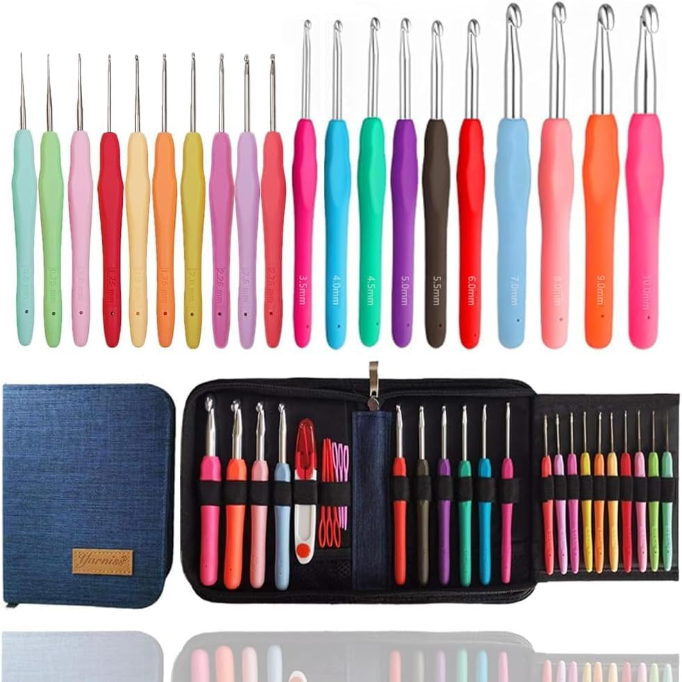 20 Sizes Crochet Hooks 0.5Mm-10Mm, Ergonomic Crochet Hooks Set with Case for Art