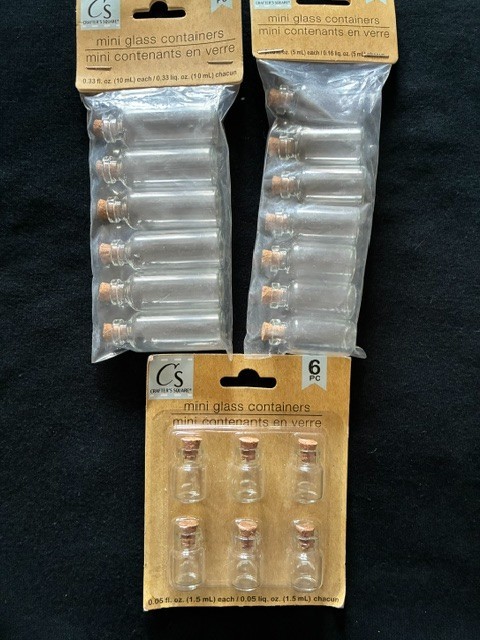 SET OF 3 Mini Glass Bottles, Vials, Containers, Crafter's Square, 3 Sizes