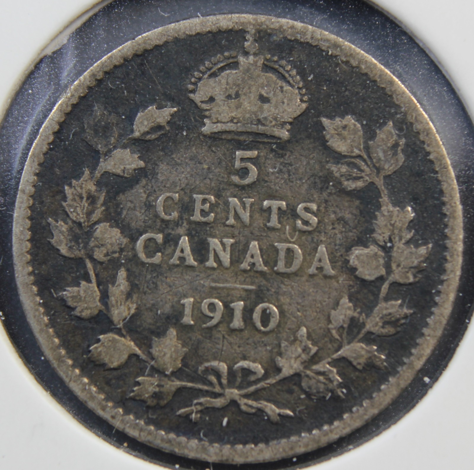 1910 Canada King Edward VII Silver 5 Cents Coin