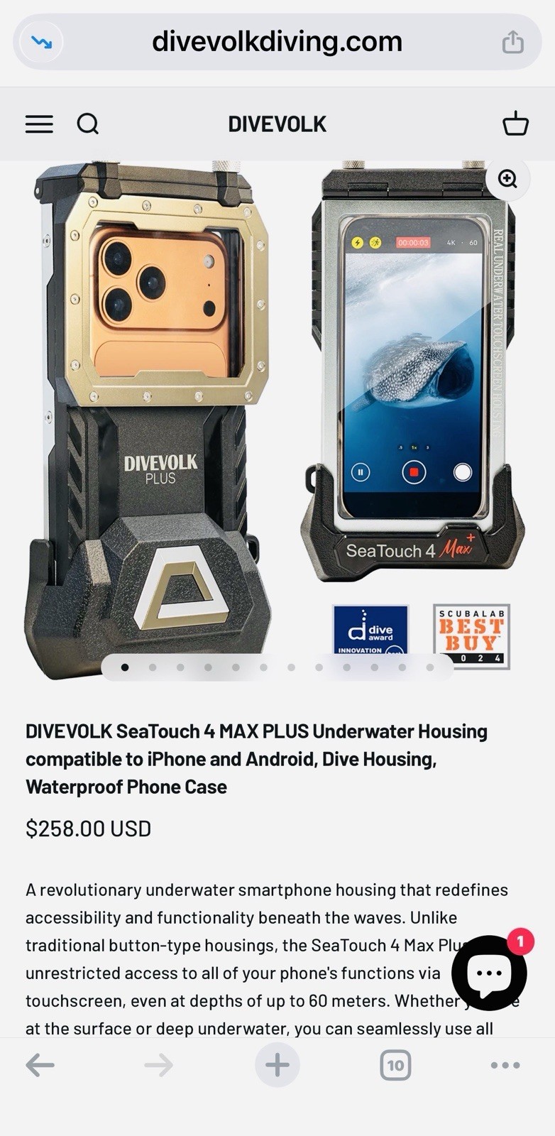 DIVEVOLK SeaTouch 4 Max Plus Waterproof Case for iPhone Android 60m