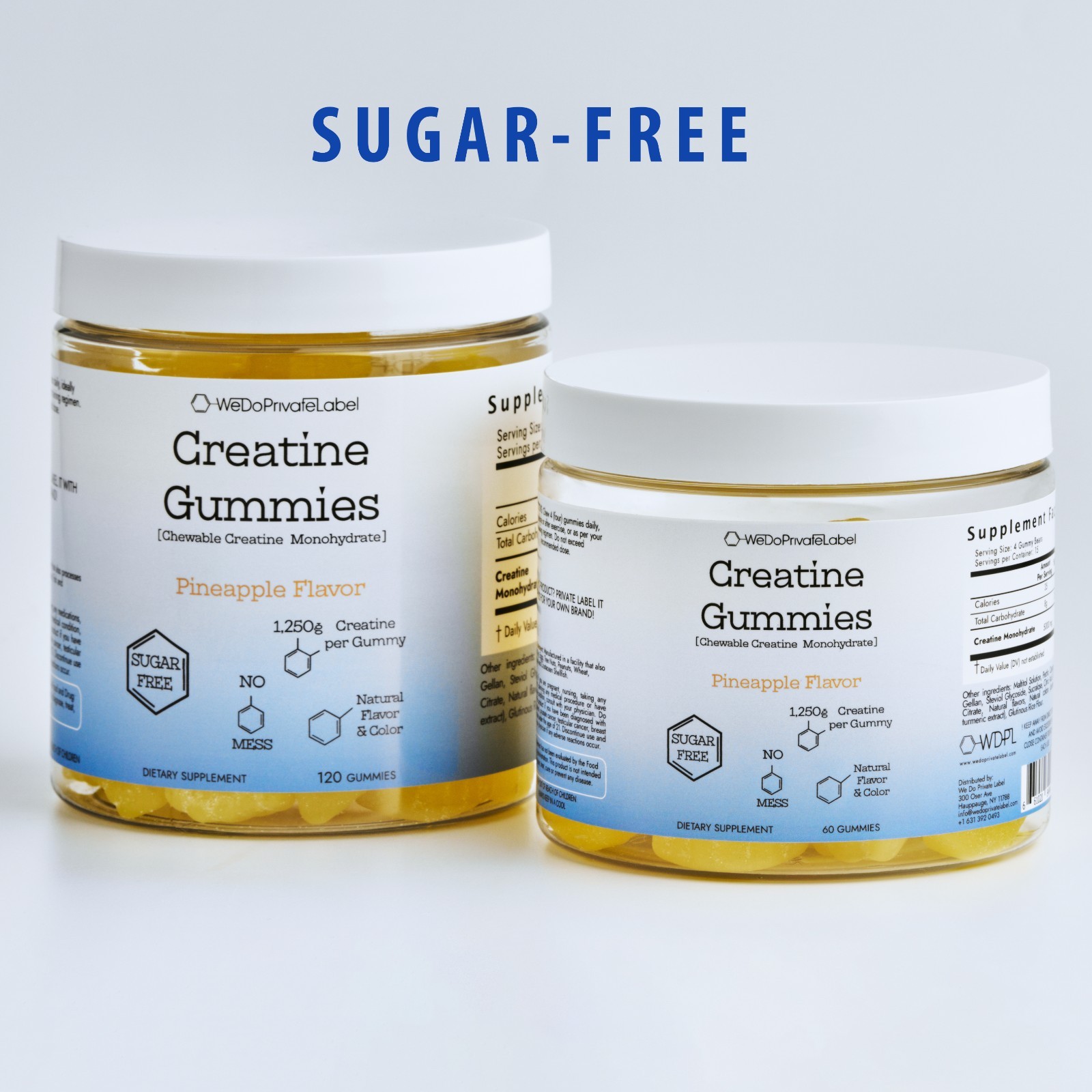 Chewable Creatine 1,250mg per Gummy, Sugar Free, Natural Pineapple Flavor
