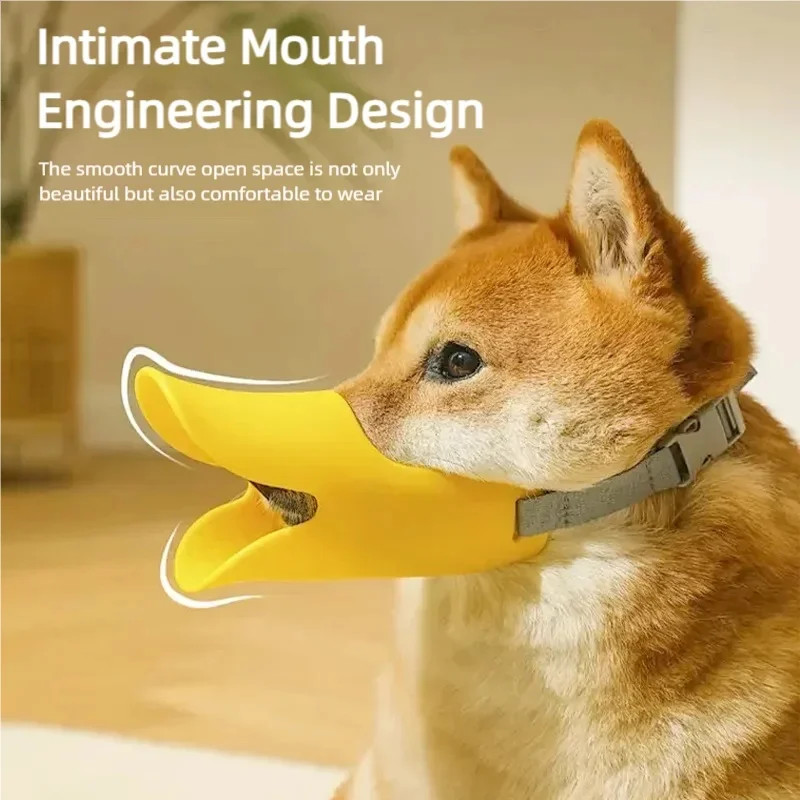 Dog Silicone Duck Muzzle Adjustable Anti Bite Barking Mouth Cover So.