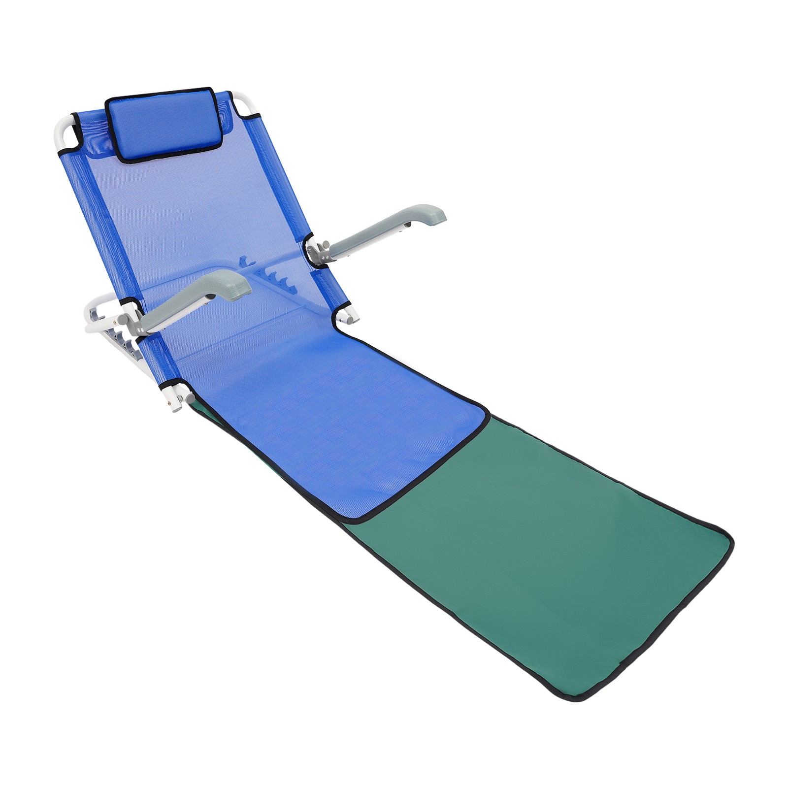 Adjustable Foldable Bed Backrest With Armrests Sit-Up Support Blue