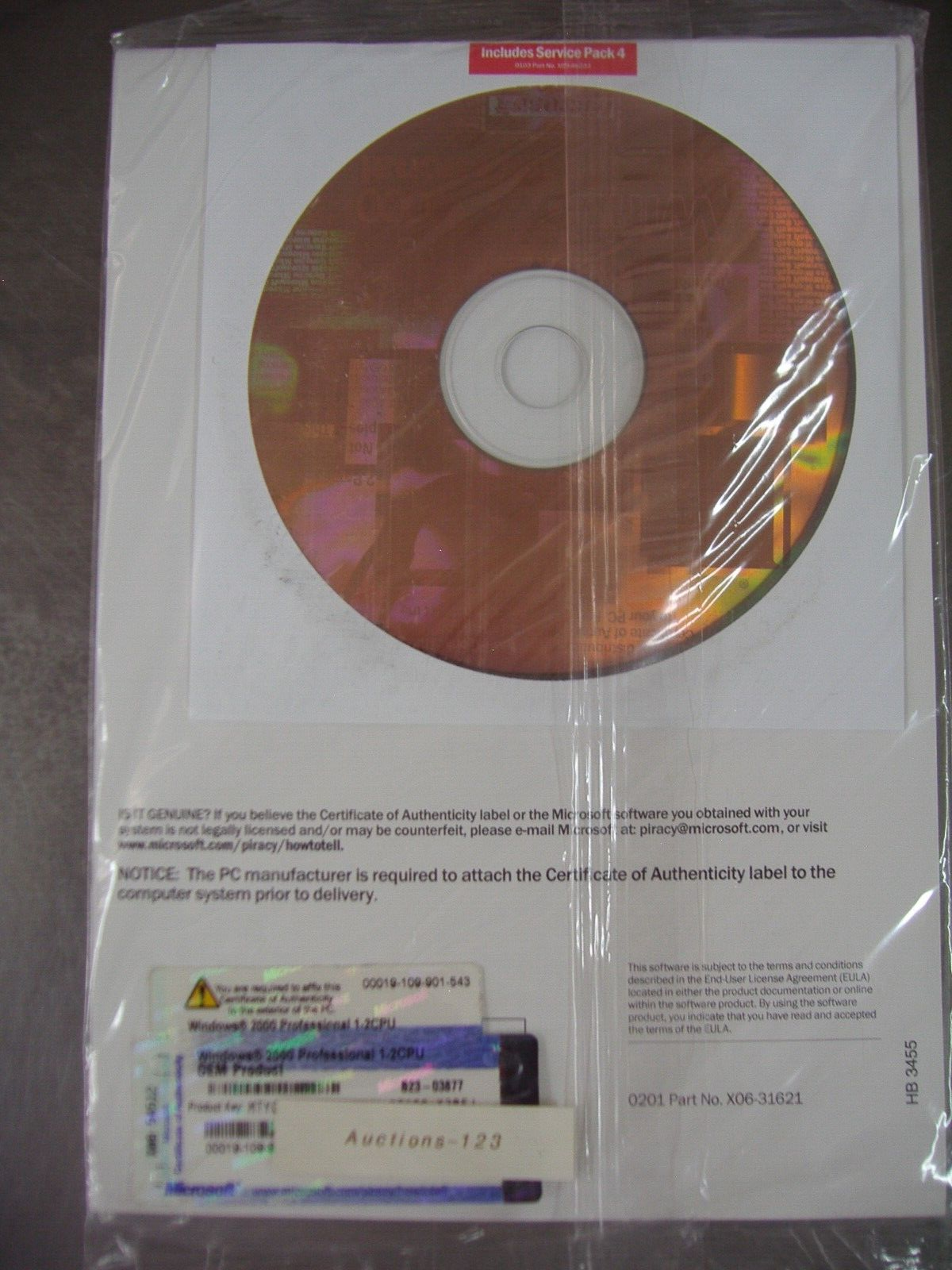 MICROSOFT WINDOWS 2000 PROFESSIONAL w/SP4 FULL OPERATING SYSTEM MS WIN PRO =NEW=