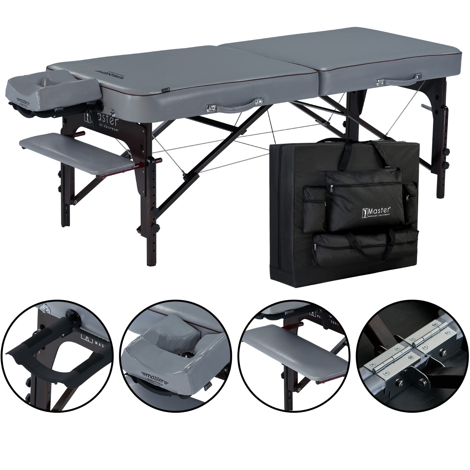 Master Massage 30" Montour Memory Foam Portable Massage Table Package Dove Grey