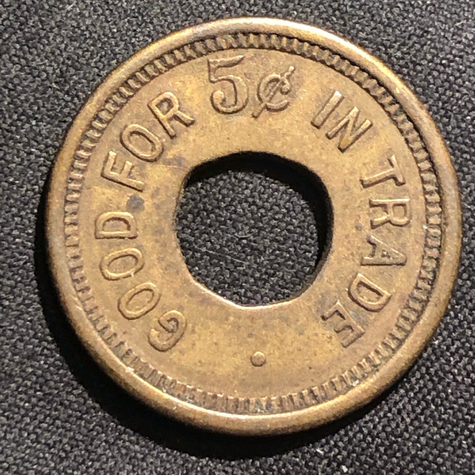 Vintage Trade Token - Good For 5 Cents In Trade - Bowtie Design #31539