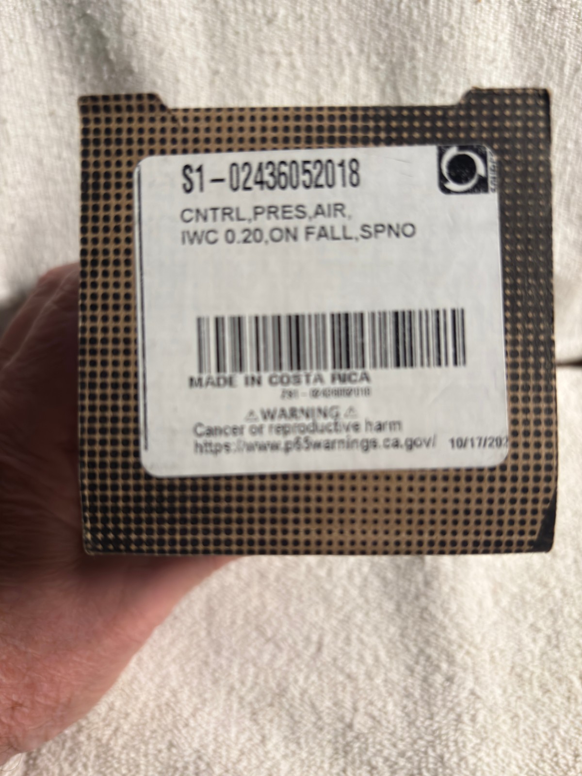 Pressure Switch Control, 1 S1-02436052018 NEW