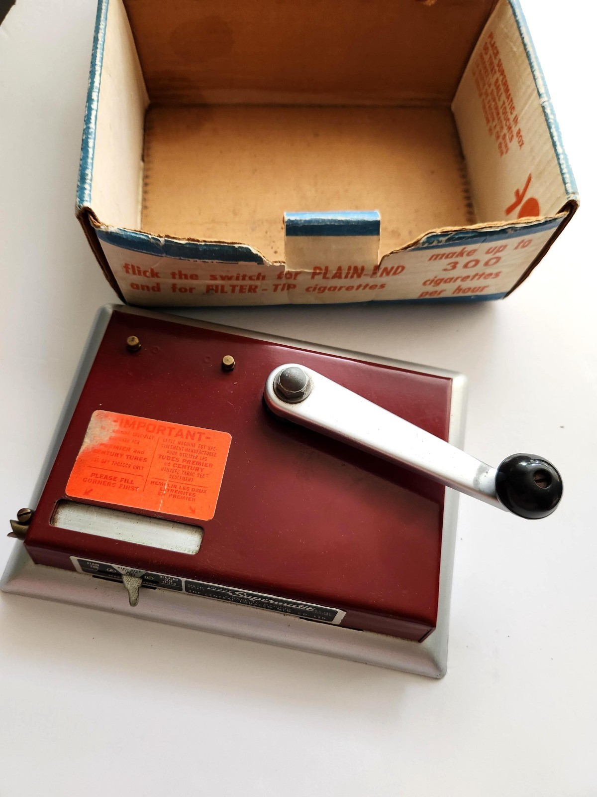 Premier Supermatic Cigarette Making Machine Vintage 1950's rolling your own