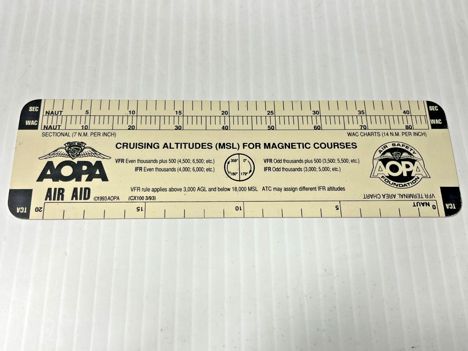 1993 Navigation Ruler Cruising Altitudes For Magnetic Courses AOPA Air Aid Plane