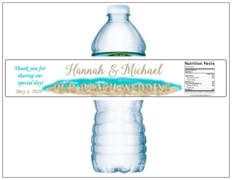 21 BRIDAL ENGAGEMENT WEDDING BEACH SAND Water Bottle Labels Personalized