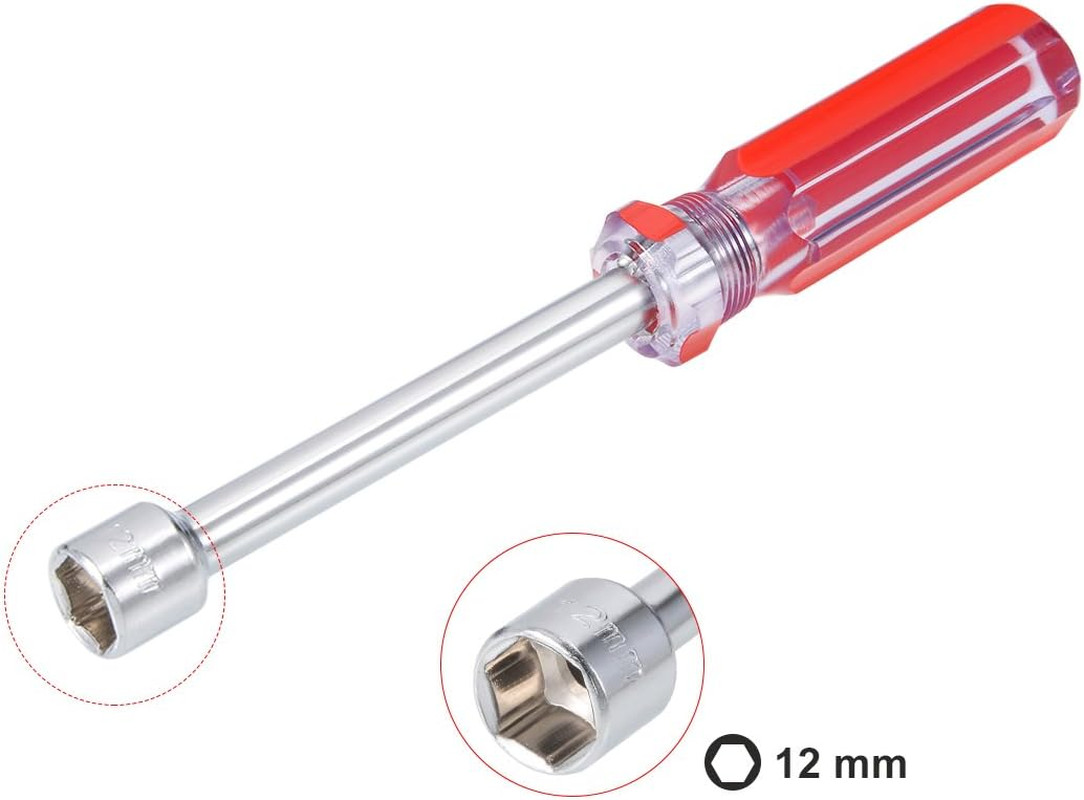 Non-Magnetic 12mm Nut Driver Red Coded Handle with 3.7 Inch Shaft