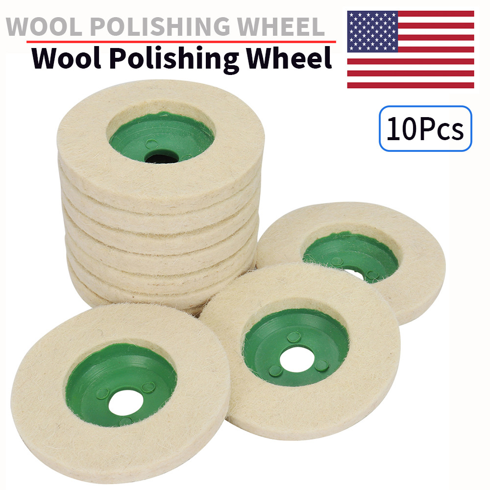 10Pcs 4 Inch Wool Buffing Wheel Felt Polishing Disc Pad For Glass Angle Grinder