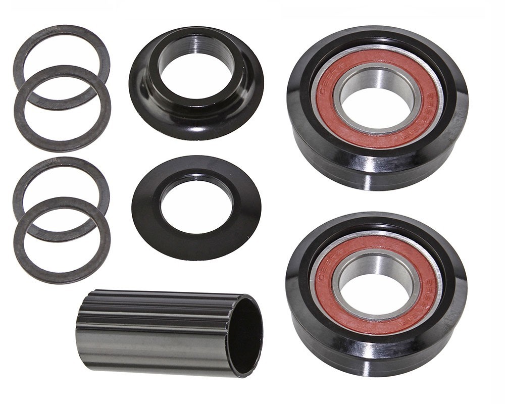 Alloy Bottom Bracket Set – American 22A, 22mm Spindle, 68mm Shell, Black.