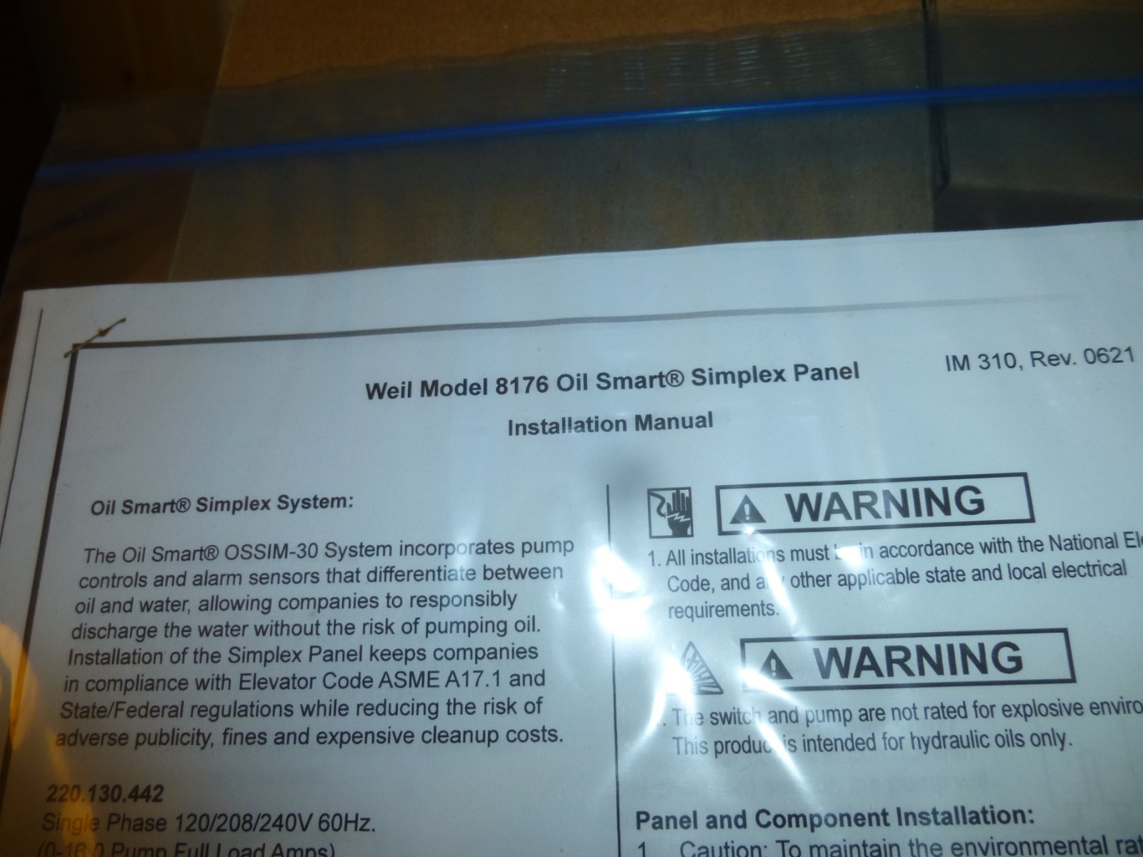 WEIL Pump A Wilo Company Smart Simplex Panel System Model 8176 New
