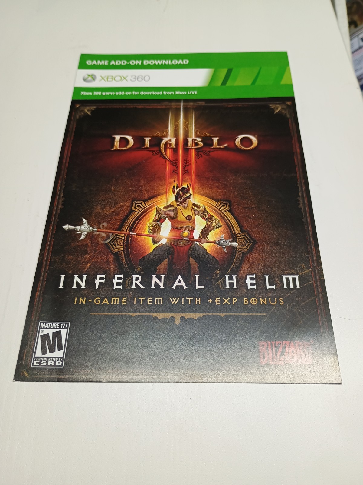 Xbox 360 : Diablo 3 infernal helm DLC Add On Bonus Unused