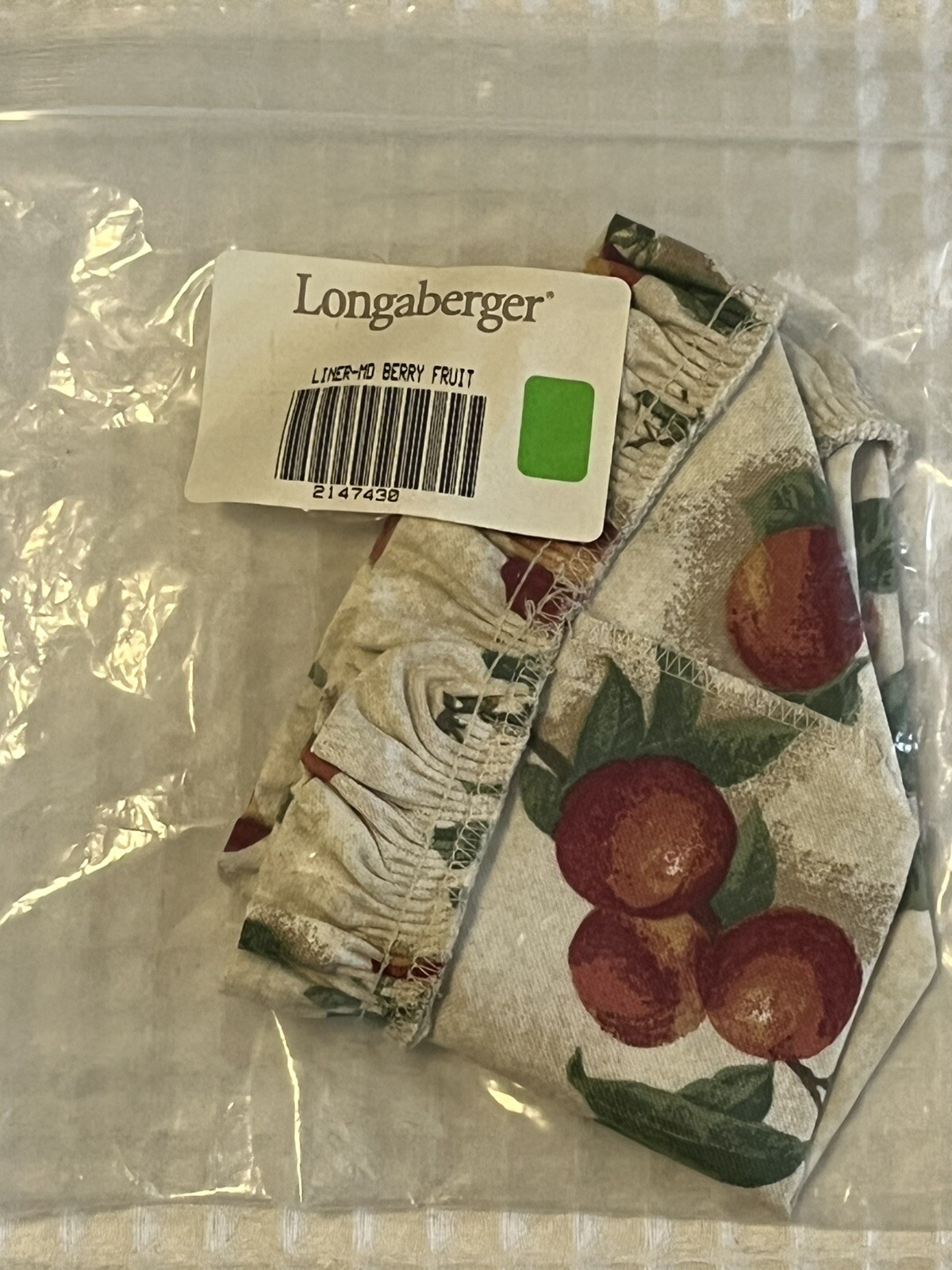 Longaberger 1979-2006 MEDIUM BERRY BASKET Liner FRUIT MEDLEY New