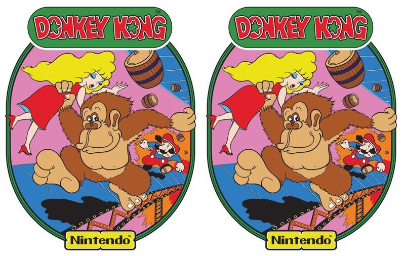 Donkey Kong Arcade Side Art 2Pc set Nintendo Premium Vinyl See Pics!!