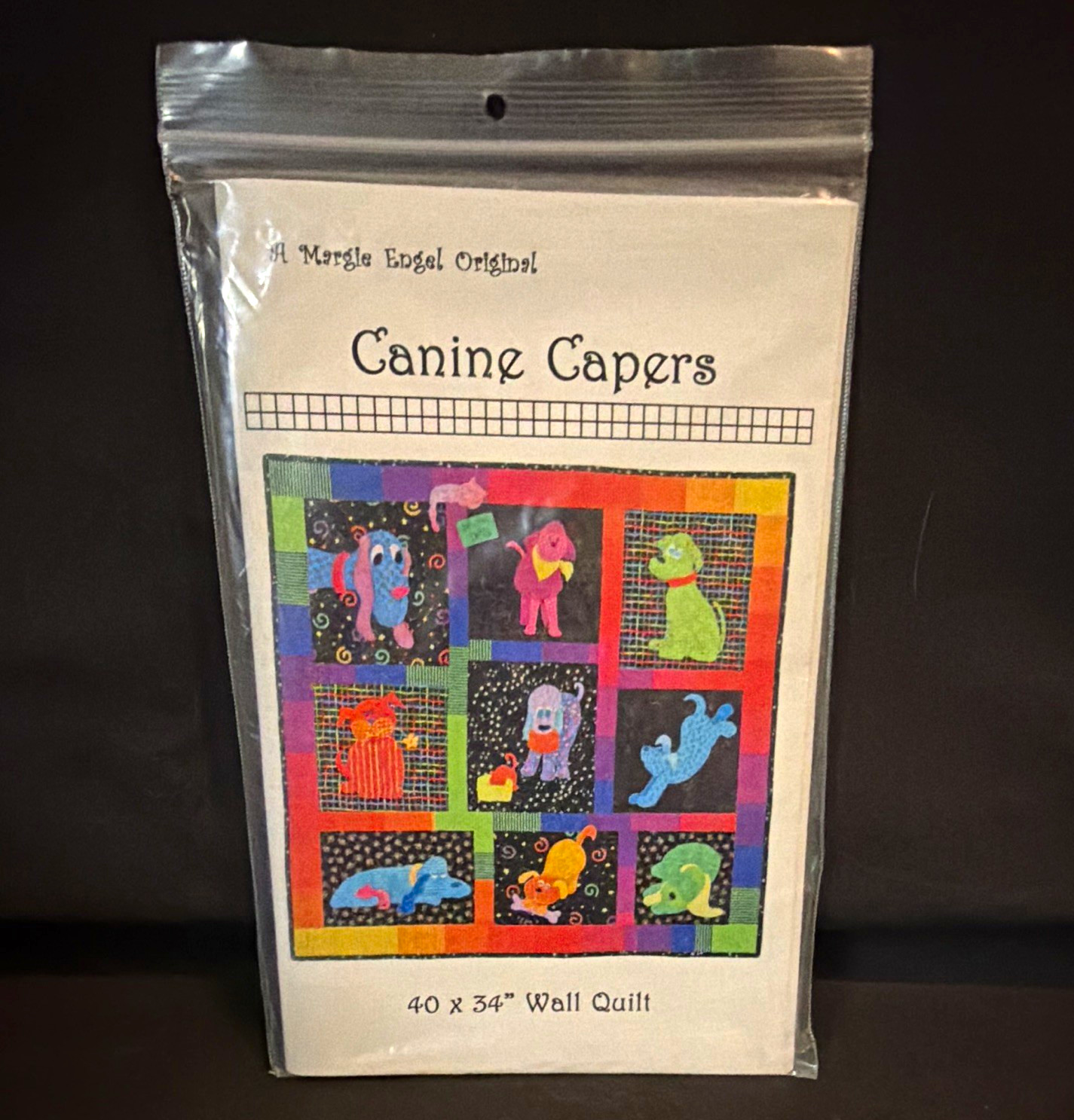 Margie Engel Applique Canine Capers Wall Quilt Pattern #4002 40 x 34"