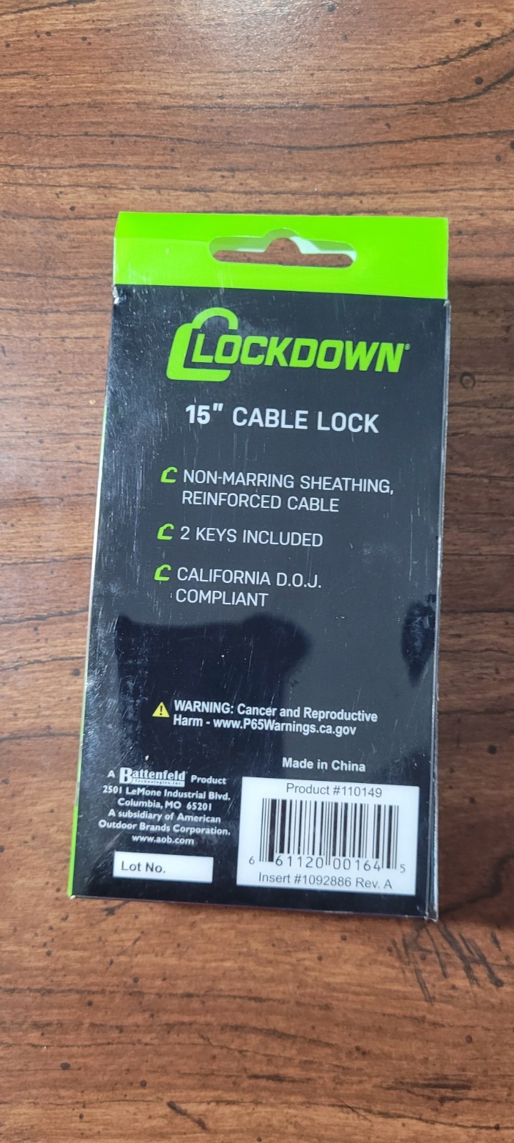 Gun Cable Lock: LockDown Green Cable Gun Lock with keys(Set Of 2).