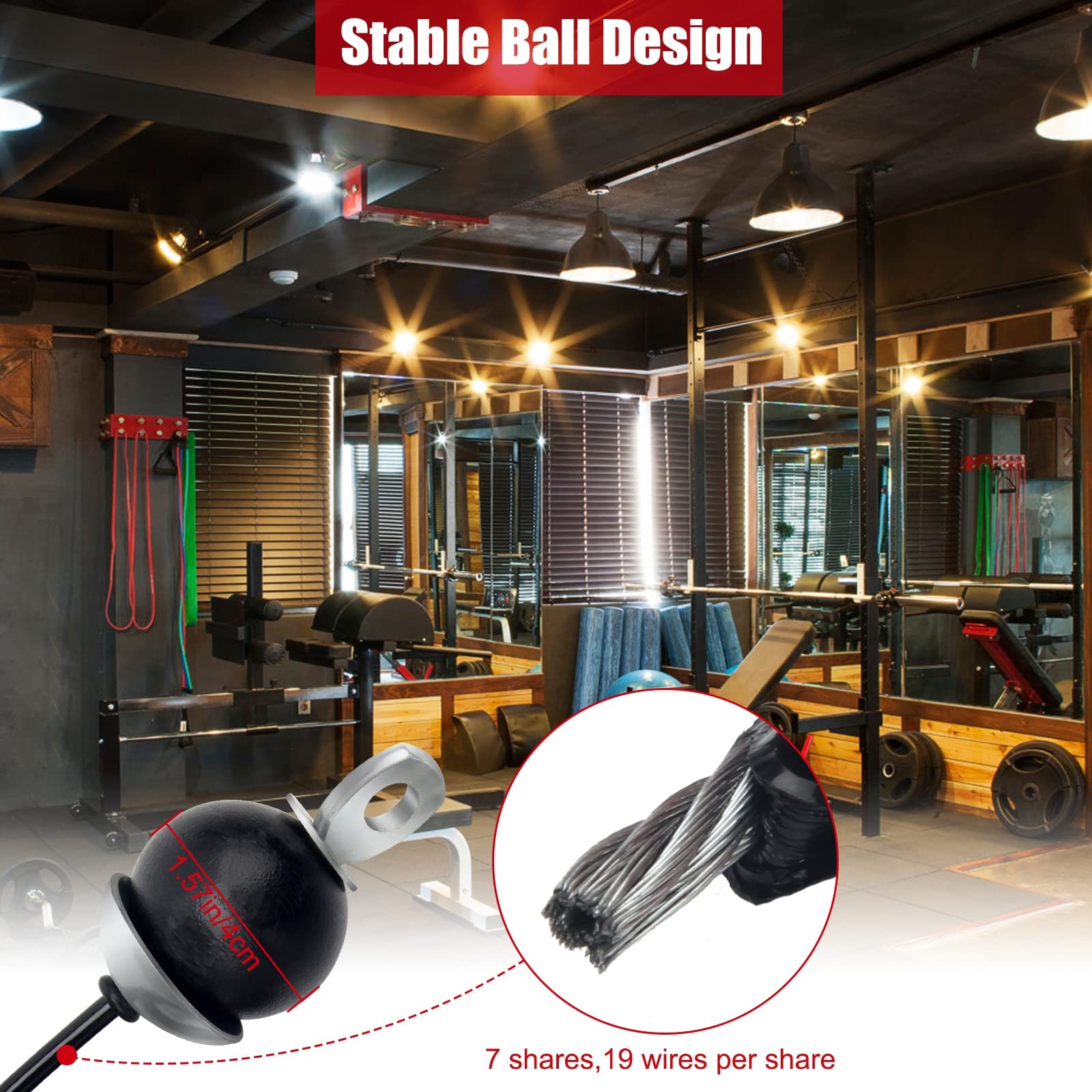Cable 196Inch Adjustable Home Gym Cable Pulley System Replacement Fitness Cable