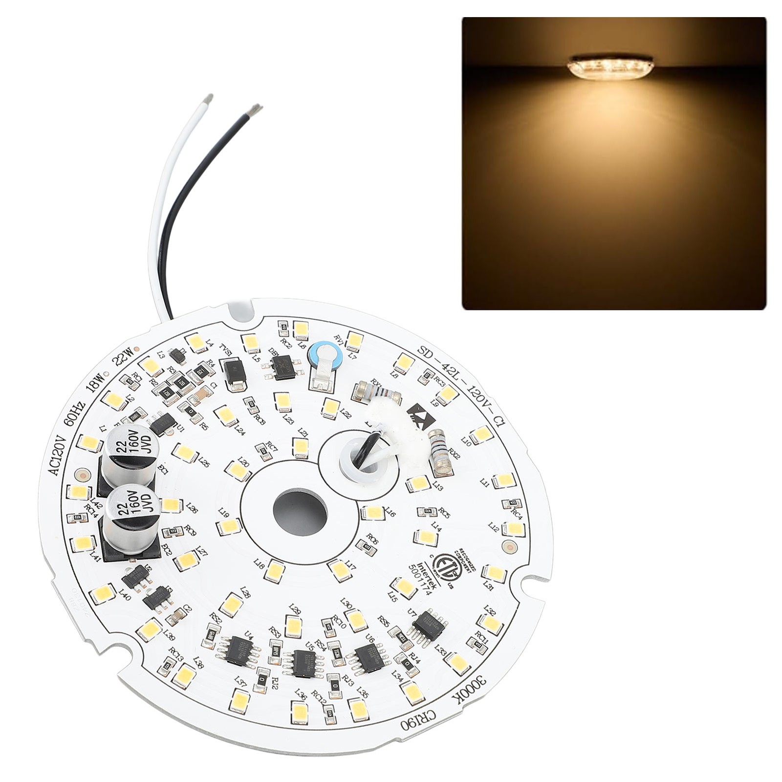 3000K Ceiling Fan Light Replacement Panel 18W Dimmable LED Board Warm Light