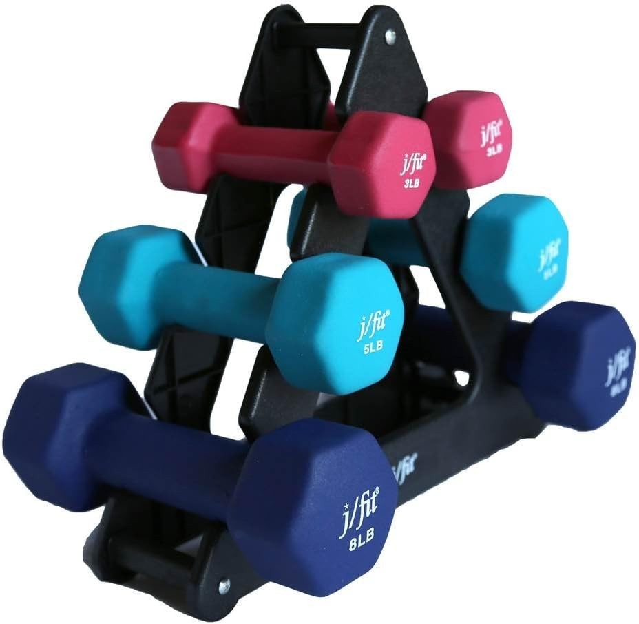 Efficient 32lb Dumbbell Set with Rack - Rust Resistant, Safe Grip for Workouts